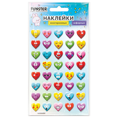 Наклейки объемные зефирные 15х10 см, ассорти 12 видов, FUNSTER (ФАНСТЕР), 666675