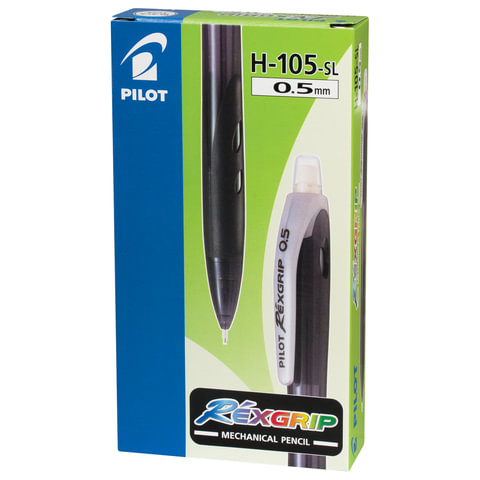Карандаш механический PILOT Н-105 "Rex Grip", корпус черный, резиновый грип, ластик, 0,5 мм, H-105 B
