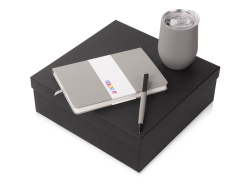 Подарочный набор "COLOR IT" c блокнотом, ручкой и термокружкой, Размер твердая обложка, Цвет серый