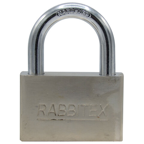 Замок навесной стальной 70 мм "Никель", антикоррозионное покрытие, 4 ключа, RABBITEX (РАББИТЕКС), 671311