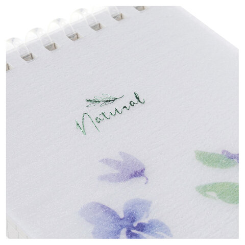 Блокнот МАЛЫЙ ФОРМАТ А6 80л, мягкий гребень, пластик, фольга, клетка, HATBER, BLUE FLOWERS, 090245, 80Б6A1мс_33478