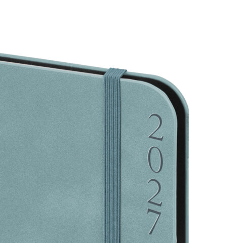Ежедневник датированный 2027, А5, 151х213 мм, BRAUBERG "Note", под кожу, держатель для ручки, серо-голубой, 118089