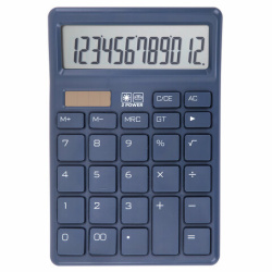 Калькулятор настольный BRAUBERG CH-12-BU (153х103 мм), 12 разрядов, двойное питание, синий, 272959