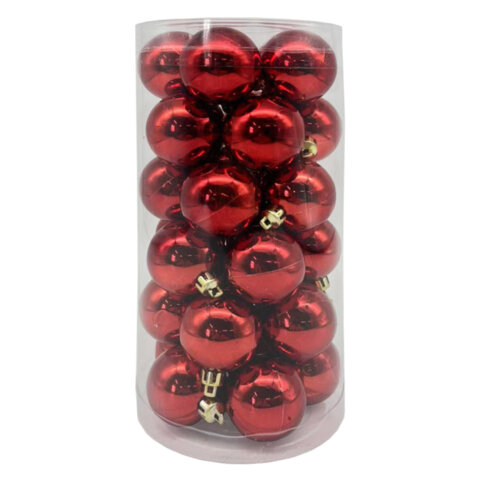 Шары ёлочные 30 шт, 4 см, "Solid Color", пластик, КРАСНЫЕ, глянец, ЗОЛОТАЯ СКАЗКА, 592496