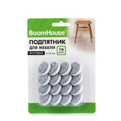 Подпятник фетровый для мебели 24 мм, КОМПЛЕКТ 16 шт., BOOMHOUSE (БУМХАУС), 701834
