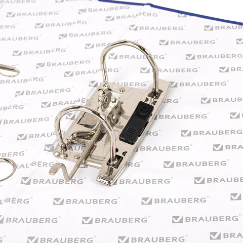 Папка-регистратор, покрытие пластик, 50 мм, ПРОЧНАЯ, с уголком, BRAUBERG, синяя, 226590