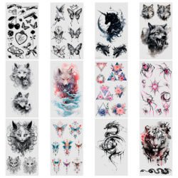 Наклейки-тату переводные "Разные", 20,5х10 см, ассорти 12 видов, FUNSTER (ФАНСТЕР), 666102