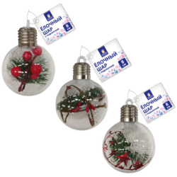 Шары ёлочные 8 см, "Charming Winter", пластик, АССОРТИ 3 дизайна, с подсветкой, ЗОЛОТАЯ СКАЗКА, 592478