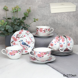 Чайный набор 12 предметов 270 мл тонкостенный / LY-2496 /уп 8/ Сакура