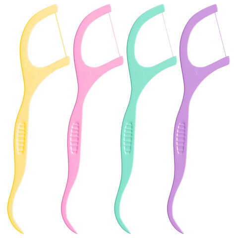 Зубочистки-флоссеры с зубной нитью "200 шт. (4х50 шт.) + 20 в подарок!", ВКУС МЯТЫ И ФРУКТОВ, LAIMA DENT, 609408