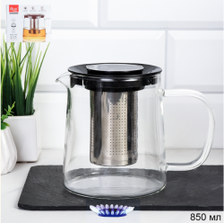 Чайник 850 мл жаропрочное стекло / С01-850 /уп 36/* с нейлоновой крышкой