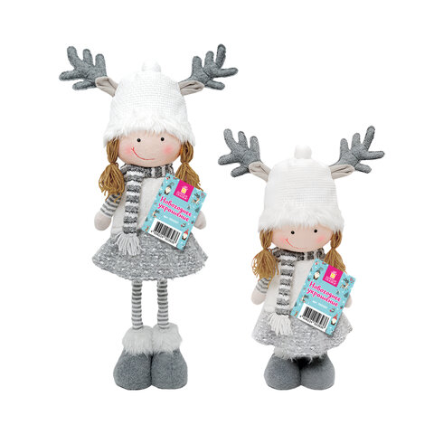 Украшение новогоднее интерьерное 75 см "Девочка", телескопические ножки, полиэстер, ЗОЛОТАЯ СКАЗКА, 592507