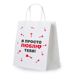 Пакет подарочный (1 штука) 26х13х32 см (L) "Просто люблю", крафт, ЗОЛОТАЯ СКАЗКА, 700844
