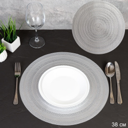 Салфетка для стола круглая 38 см/ AS-802-silver /уп.6/300/