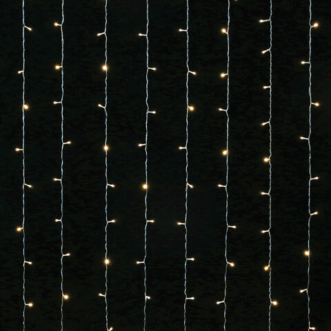 Электрогирлянда-занавес комнатная вид: "Штора", 3х2 м, 144 LED, тёплый белый, 220V, ЗОЛОТАЯ СКАЗКА, 591350