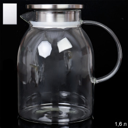 Кувшин 1600 мл стеклянный / LCWJ6905 /уп 36/ Металлическая крышка