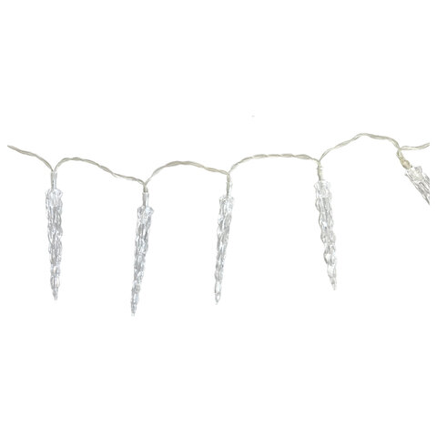 Электрогирлянда-нить комнатная "Сосульки" 2 м, 20 LED, холодный белый, батарейки, ЗОЛОТАЯ СКАЗКА, 592561