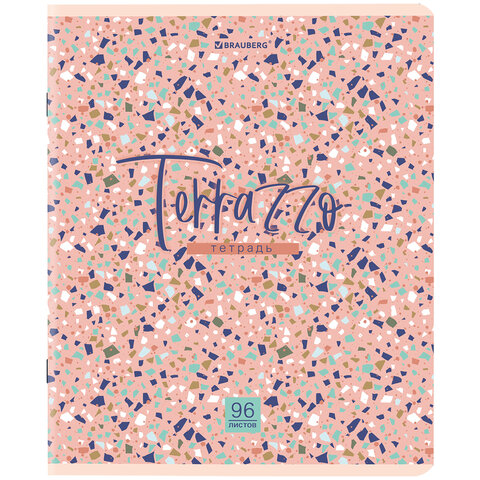 Тетради ДЭК А5 96 л. КОМПЛЕКТ 5 шт., BRAUBERG скоба, клетка, матовая ламинация, "Terrazzo", 404690