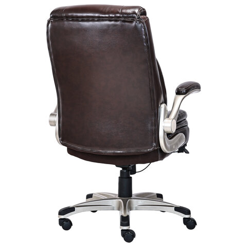 Кресло HAWASAN "Cruise EX-565", откидные подлокотники, рециклированная кожа, коричневое, 532973