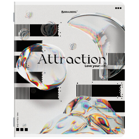 Тетради ДЭК А5 48 л. КОМПЛЕКТ 5 шт. BRAUBERG, скоба, клетка, глянцевый лак, "WHITE MAGICAL", 404945