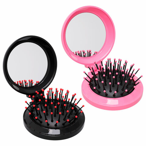 Расческа для волос КОМПЛЕКТ 2шт массажная с зеркалом "2 в 1" 6,5см, компактная, MONTE VITA (МОНТЕ ВИТА), 457438