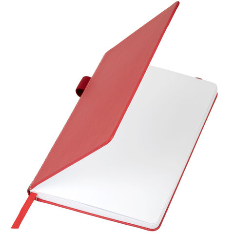 Блокнот А5 135x212 мм BRAUBERG "Edge", под кожу, резинка, держатель, 80 л., клетка, красный, 117147