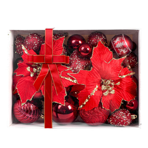 Шары елочные НАБОР 54 предмета "Burgundy Style", пластик, бордо, ЗОЛОТАЯ СКАЗКА, 592591