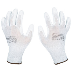 Перчатки антистатические SCAFFA "Antistat", карбоновая нить, полиуретановое покрытие, размер 9 (L), 9255, 00-00015299