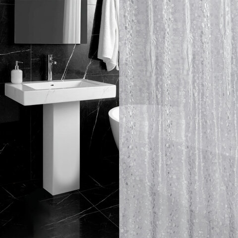 Шторка для ванной EVA, 180х200 см, кольца в комплекте, СЕРАЯ ЛЕДЯНАЯ СВЕЖЕСТЬ, PRIMILA (ПРИМИЛА), 700101