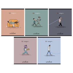 Тетрадь А5 48 л. ПЗБМ скоба, клетка, матовая ламинация, брайль, "Зарядись" (микс в спайке), 22587