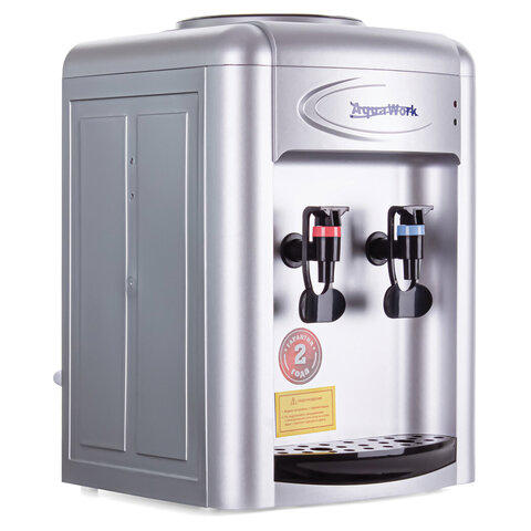 Кулер для воды AQUA WORK 0.7-TDR, настольный, НАГРЕВ/ЭЛЕКТРОННОЕ ОХЛАЖДЕНИЕ, 2 крана, серебро, 24762