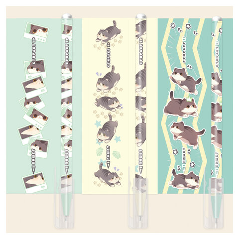 Ручка стираемая гелевая, кросс-серия "МИЛЫЕ КОТЫ", BRAUBERG, СИНЯЯ, корпус ассорти, игольчатый наконечник 0,5 мм, линия 0,35 мм, 144481