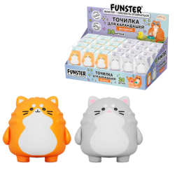 Точилка фигурная FUNSTER (ФАНСТЕР) "Пухлый кот", 1 отверстие, ассорти, 274056
