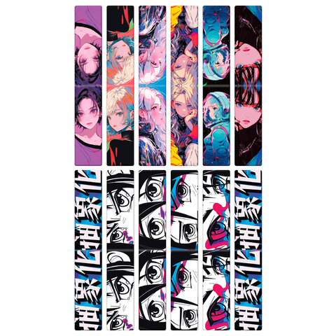 Закладки для книг МАГНИТНЫЕ, "АНИМЕ", набор 12 штук, 60x20 мм, FUNSTER, 116655