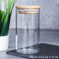 Банка для сыпучих бамбуковая крышка d-65/120 мм 350 мл /GT-35-116/уп160/