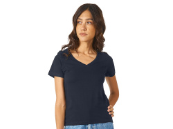 Футболка "Heavy Super Club" женская с V-образным вырезом, Размер M, Цвет темно-синий