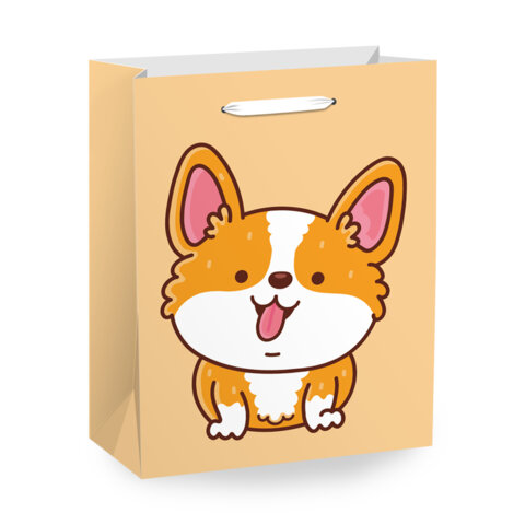 Пакет подарочный (1 штука) 18х10х23 см (M), "Corgi's Tail", пушистый хвостик, ЗОЛОТАЯ СКАЗКА, 700835