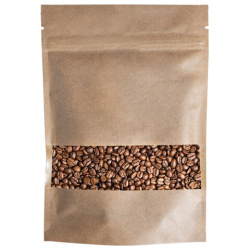 Пакет Дой-Пак с замком ZIP LOCK, крафт с окном 60 мм, 180 х 260 + 40 мм, 100 штук 150 мкм, BRAUBERG, 700693