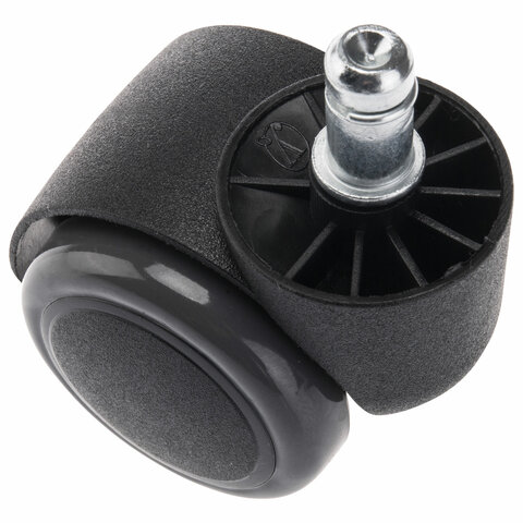 Колеса (ролики) для кресла, прорезиненные, КОМПЛЕКТ 5 шт., шток d 11 мм, черные, в пакете, WBZ, 533083