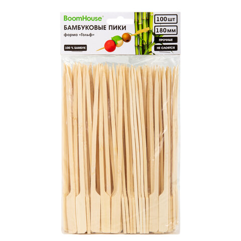 Шпажки-пики для канапе бамбуковые ГОЛЬФ 18 см, 100 шт., BOOMHOUSE (БУМХАУС), 701965