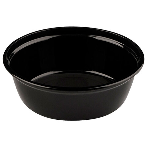 Контейнер одноразовый 530 мл, С КРЫШКОЙ, круглый, диаметр 152 мм, черный/прозрачный, ПП, ВЗЛП, 1264Ч