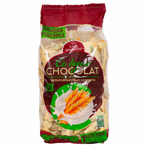 Конфеты мультизлаковые CO BARRE DE CHOCOLAT с белой глазурью, 1000 г