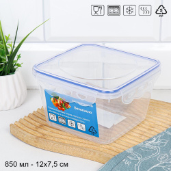 Контейнер квадратный 850 мл / 90389 /уп 18/108/ ДОП СКИДКА НА КОРОБ 3%