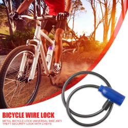 Замок велосипедный (универсальный), стальной трос (60х1см) +2 ключа Черный