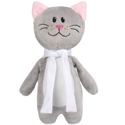 Мягкая игрушка Beastie Toys, котик с белым шарфом, 22x8x5 см
