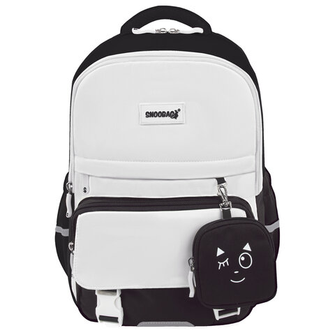 Рюкзак SNOOBAG (СНУБЭГ) PROACTIVE с кошельком, 2 отделения, "Позитив", черно-белый, 40х29х17 см, 274447