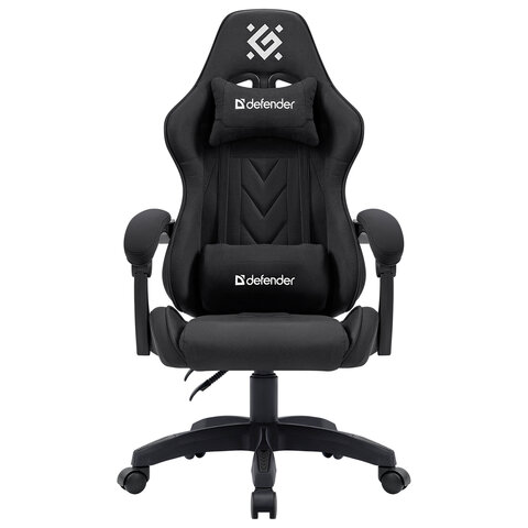 Кресло компьютерное DEFENDER Breeze, 2 подушки, ткань, черное, ш/к 25749, 64299
