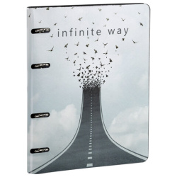 Тетрадь на кольцах А5 (180х220 мм), 80 листов, под кожу, клетка, BRAUBERG VISTA, Infinite way, 112132
