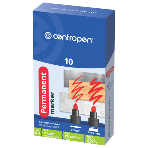 Маркер перманентный CENTROPEN 8576, СИНИЙ, скошенный наконечник, 1-4,6 мм, 585760106
