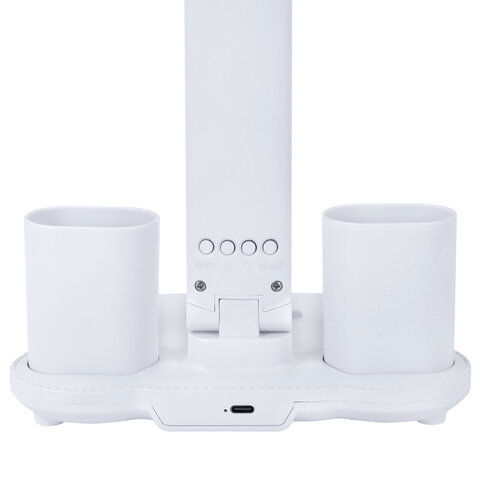 Настольная лампа-светильник беспроводная SONNEN PT-203, органайзер, дисплей, 7 в 1, LED 7 Вт, белый, 238497